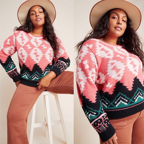 Anthropologie Sweaters - Anthropologie Nieves Sweater Aztec Geometric  1X